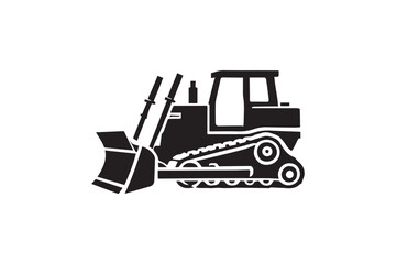 Naklejka premium simple and unobtrusive bulldozer vector silhouette illustration isolated in white background 