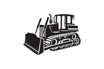 simple and unobtrusive bulldozer vector silhouette illustration isolated in white background  © rafsancottage