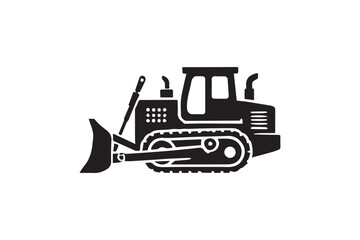simple and unobtrusive bulldozer vector silhouette illustration isolated in white background
