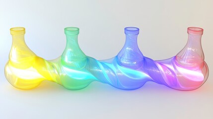 Colorful laboratory experiment vibrant glassware displaying light patterns scientific environment abstract view