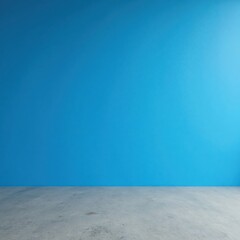 Fototapeta premium Vast empty room, single blue wall, concrete floor, studio shot, floor, modern