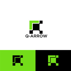 Logo Arrow and Letter Q, Template creative design fintech, technology, arrow, growth and increase symbols icon. Editable file