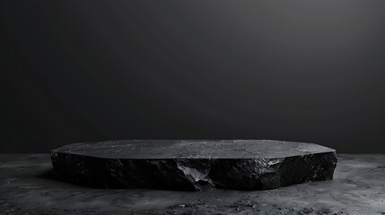 Fototapeta premium 3d rendering of black marble pedestal for product display in dark room