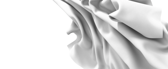 Abstract White Fabric Drape with Wavy Texture