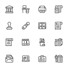 A set of icons for office supplies and paperwork