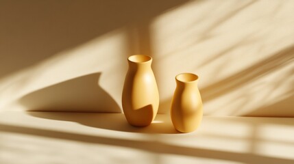 Artistic Presentation of Isolated Yellow Vases