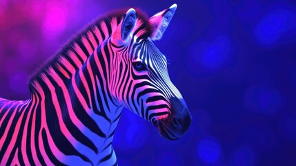 Fototapeta premium A zebra standing in front of a bright blue background, ideal for use as a graphic element or design component