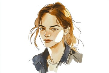 A portrait of a woman with long hair, no specific context or scene