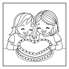 Bold and Easy Valentine's Day Coloring Page For Kids and Adults