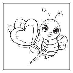Bold and Easy Valentine's Day Coloring Page For Kids and Adults