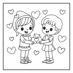 Bold and Easy Valentine's Day Coloring Page For Kids and Adults