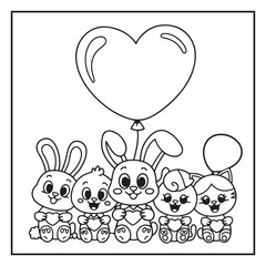 Bold and Easy Valentine's Day Coloring Page For Kids and Adults