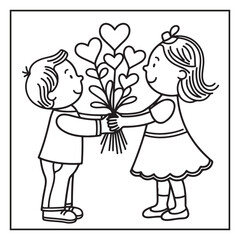 Bold and Easy Valentine's Day Coloring Page For Kids and Adults