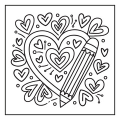 Bold and Easy Valentine's Day Coloring Page For Kids and Adults