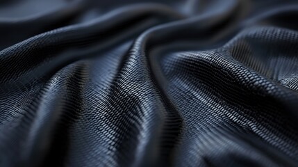 Elegant Black Fabric Texture with Smooth Drapery and Subtle Shine