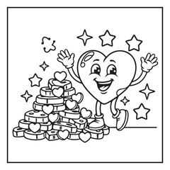 Bold and Easy Valentine's Day Coloring Page for Kids and Adults