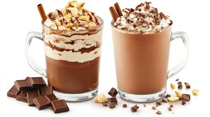 Delightful Hot Chocolates on a Clean White Background