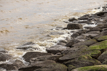 stones in the sea washed by water