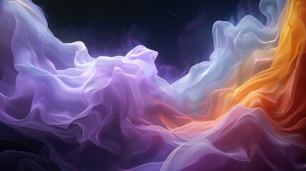 Obraz premium multicolored waves on black background with a starry sky in the background