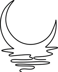 moon continuous one line drawing icon vector