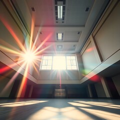 tunnel of light in empty room Generative AI 