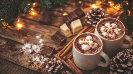 Fresh Hot Chocolates with Soft Toppings on Isolated Background