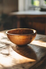Wooden Bowl on Table