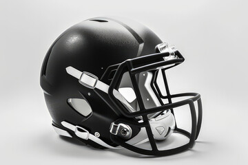 Fototapeta premium A black football helmet designed for protection and safety in the sport. isolated on white background