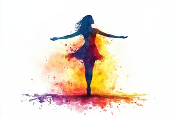 A watercolor illustration of a woman with her arms outstretched, perfect for use in inspirational or motivational contexts