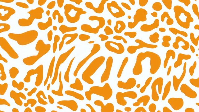 An orange and white animal print pattern with a white background