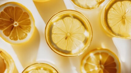 Refreshing Lemonade Glasses on Bright White Background