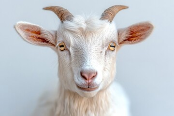 Fototapeta premium A detailed view of a goat's facial features on a clean white background