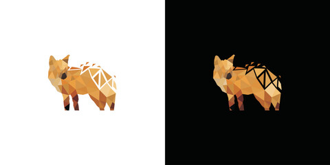 simple triangle wolf logo vector