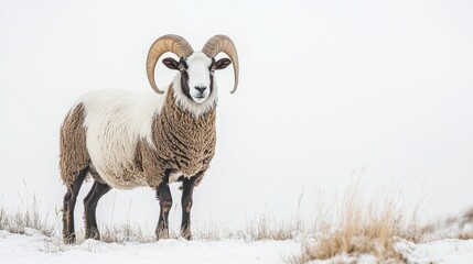 Fototapeta premium Ram in Snowy Hill