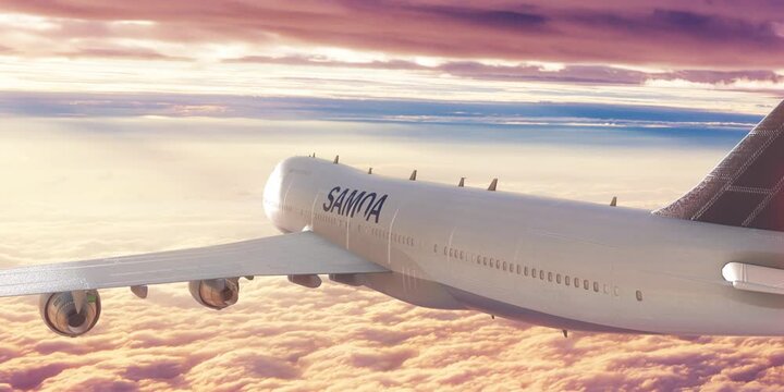 Flight Plane Travel over Clouds Samoa