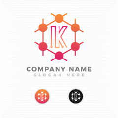 Chemical reaction blended with initial letter K logo 