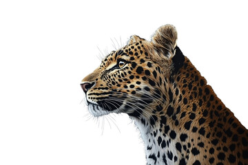 Fototapeta premium An isolated leopard on a transparent background, showcasing detailed fur patterns and a natural pose.