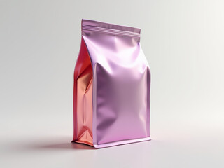 Pink Foil Stand Up Pouch Mockup: A versatile and eye-catching mockup of a pink foil stand-up pouch, ideal for showcasing your product packaging designs.  The pouch features a clean.