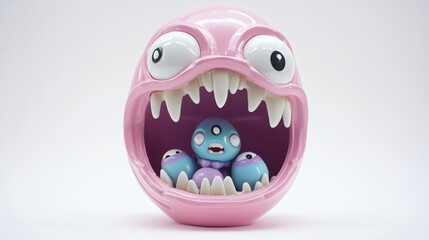 Pink Monster with Cute Creatures Inside