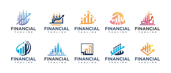 Finance logo design collection. Finance diagram logo template. Finance logo symbol icon