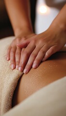 A woman massages a man's back with her hands