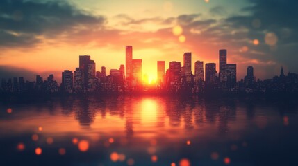 sunset in the city