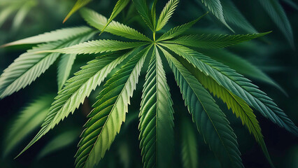 Fototapeta premium Cannabis leaf background. Marijuana cultivation in the home. Cannabis grow operation.