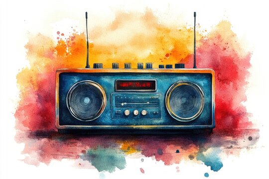 Vintage style illustration of an antique radio