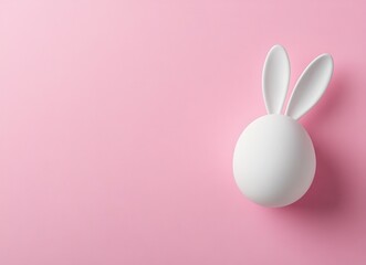 Minimalist Easter Bunny Decoration with White Rounded Shape and Long Ears against Soft Pink Background for Festive Holiday Celebrations and Spring Themes