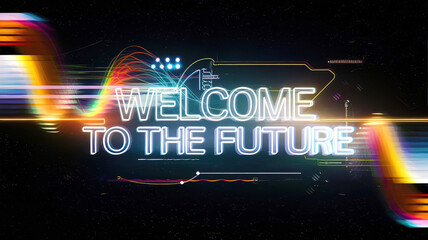 Blur colorful neon light leaks on black background. Defocused illuminated abstract futuristic texture for using over photos as overlay or screen filter