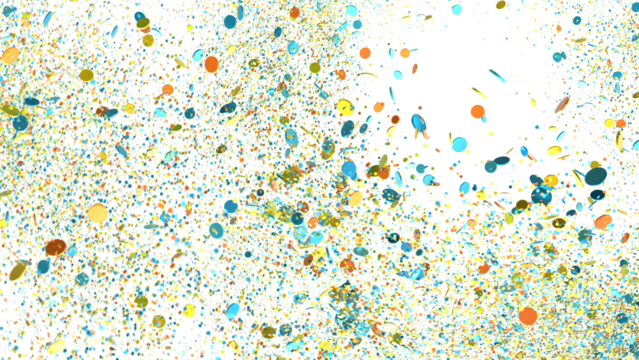 A festive background featuring colorful confetti and ribbons falling on a white background, perfect for celebrations and parties.