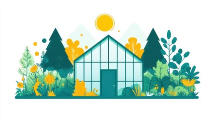 Greenhouse Illustration on a White Background