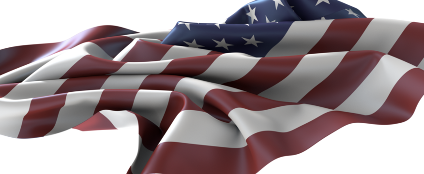 Waving American Flag Close Up, Red White and Blue Stripes