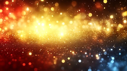 Naklejka premium Abstract Gold Red and Blue Glitter Lights Background
